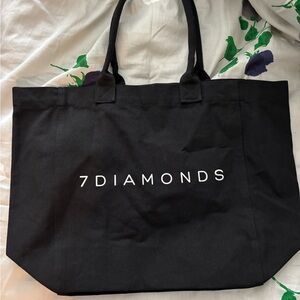 7 Diamonds Black Canvas Tote Bag Minimalist Design
